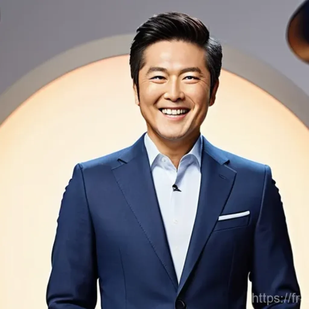 오카무라 타카시 프로필과 활동 - **A Dynamic TV Host:**
    "A lively, brightly lit television studio set with Takashi Okamura at the...