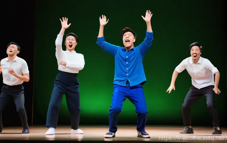 아시아 개그 페스티벌 리뷰 - **Prompt:** A vibrant and dynamic stage scene at an Asian comedy festival. Feature a diverse group o...
