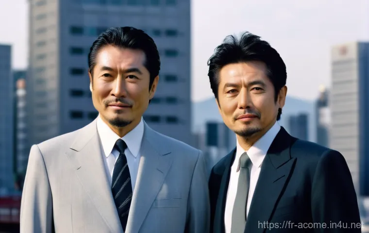 다운타운 일본 개그 듀오  역사 - **Image Prompt 2: "Batsu Game" Absurdity**
    "A comedic wide-shot featuring Hitoshi Matsumoto and ...