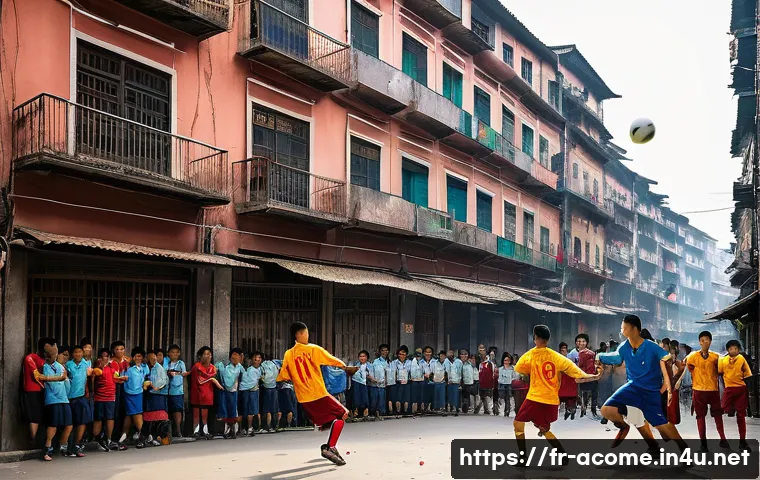 주성치와 그가 남긴 유산 - **"Shaolin Soccer" Inspired Street Football Match.**
A dynamic, wide-angle shot of a vibrant, sl...